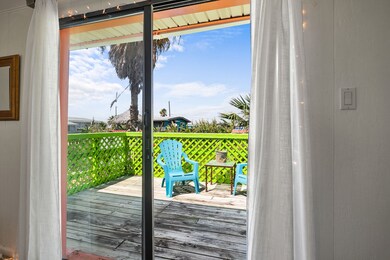 Sliding glass door lead the deck.