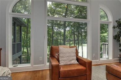 Large windows in the main level great room frame t