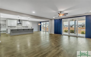 View from the front door into the living room & ki