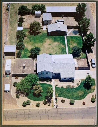 Aerial view of impressive horse property