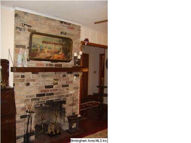 Brick fireplace in living room