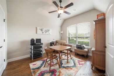 This bedroom at the front of the home is currently