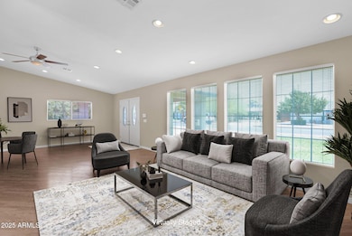 Great Room with vaulted ceiling enhanced