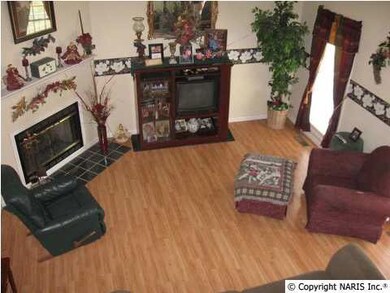 Great picture of living room from loft/study area.