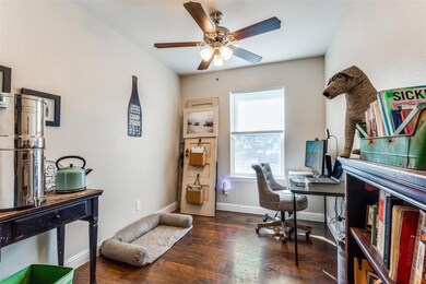 Home office or dining area featuring ceiling fan v
