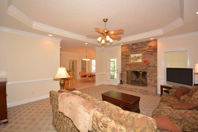 Great room with wood fireplace
