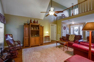 View of great room showing upstairs cat walk.