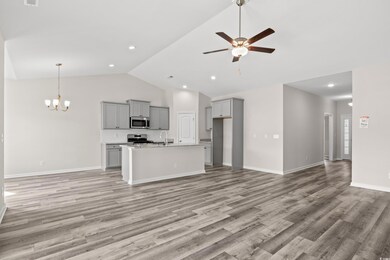 Kitchen with light hardwood / wood-style flooring,