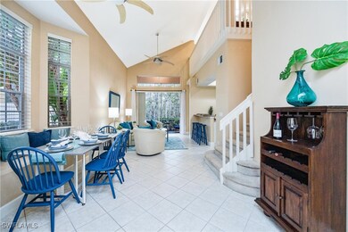 Dining room with light tile patterned flooring, ce