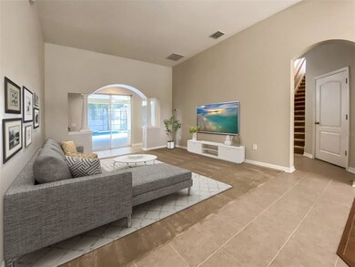 The formal living room provides sliding glass door