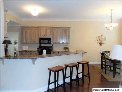 View from the family room - great open floor plan with large eat-in kitchen bar.