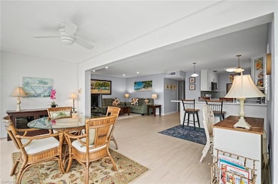 Dining area featuring a ceiling fan