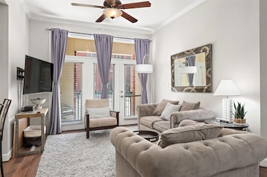 Living Room has French door that opens to the outdoor terrace.