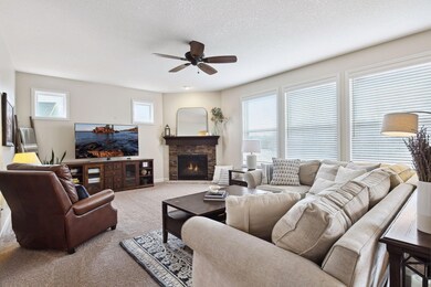 Great room with large south facing windows.