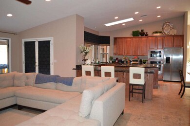 Family room view into kitchen