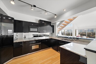 Sleek, jet-black cabinetry and designer fixtures d