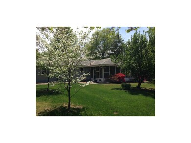 Flowering trees in back yard make serene setting.