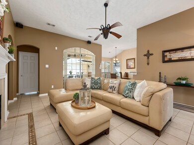 The living room is open to the kitchen and breakfast area.