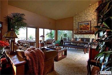 Cathedral ceilings with stunning stone fireplace