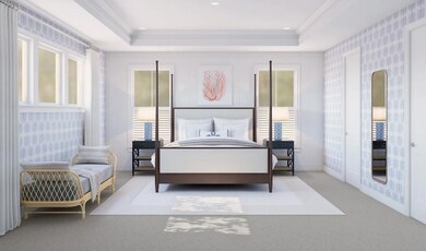 Primary suite with coffered ceiling