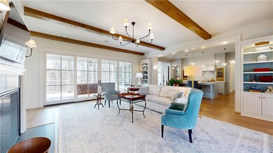 Gas log fireplace makes cozy gathering place