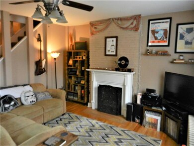 Living room with gas fireplace.
