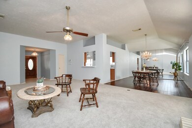The view from the living room to the dining area.