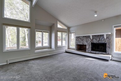 Rock faced fireplace