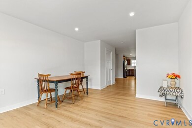 Dining room featuring recessed lighting and light wood-type flooring