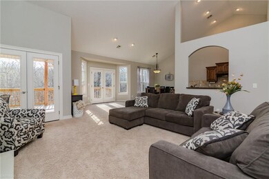 Spacious open floor plan with soaring ceilings.