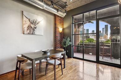 Floor to ceiling windows and space for dining to e