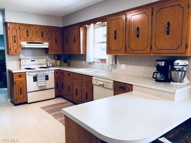 Kitchen with view of back yard