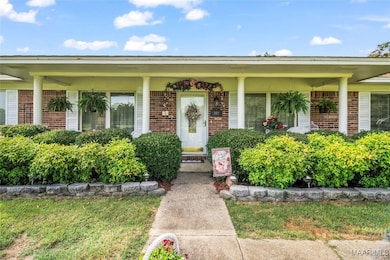 Southern style covered front porch