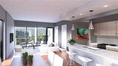 Living space example of a corner penthouse unit.