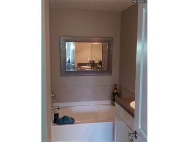 Master bath has garden tub, shower, and double vanity.