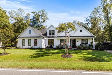 Modern farmhouse with covered porch, board and bat