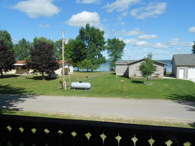 view from the cabin showing the lake