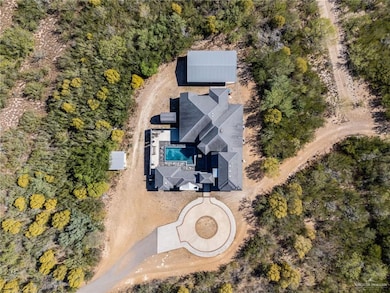 View from above of property with a pool