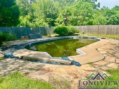 View of swimming pool featuring a fenced backyard and a patio