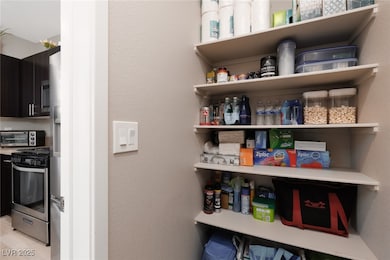 Walk-in pantry located just off the kitchen, with