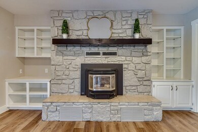 Pellet stove that's vented around main level. Could be converted to something else.