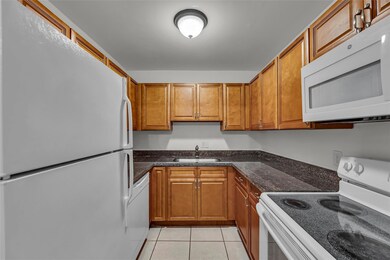 Great kitchen with Oak wood cabinets and white app