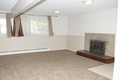 Family room has fire place