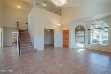 Front door, office, stairway