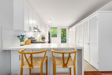 Storage underneath quartz breakfast bar