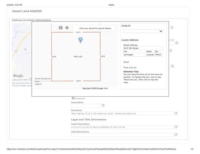 Tax Assessor Map noting dimensions of the lot