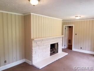 Family Room. New paint and carpet. Gas log firepla