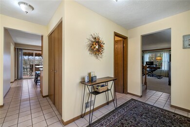 From entryway you can enter the family rm, kitchen or living room.