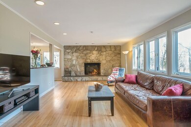 Stone Surround Fireplace in Family Room