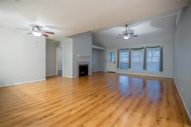 Spacious living room and gas fireplace